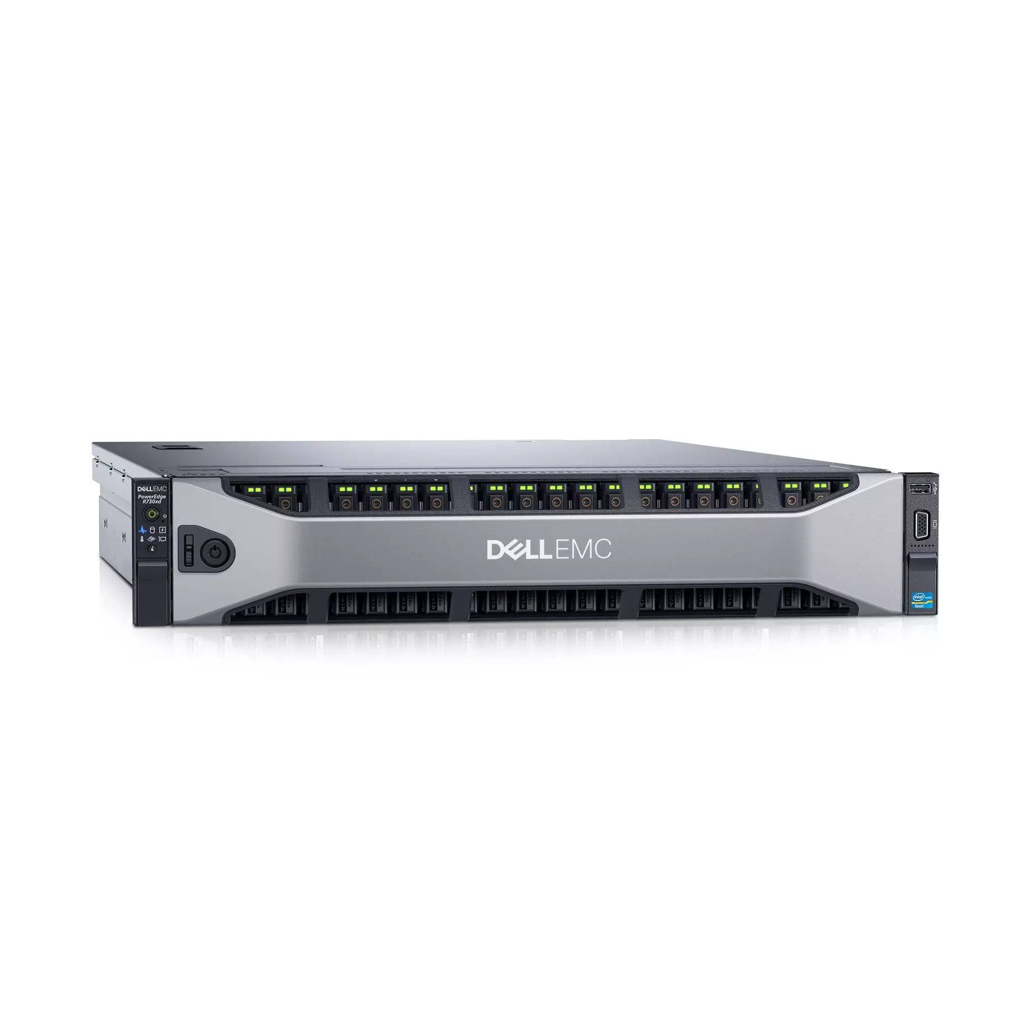Servidor rack Dell PowerEdge R730xd visto desde el frente
